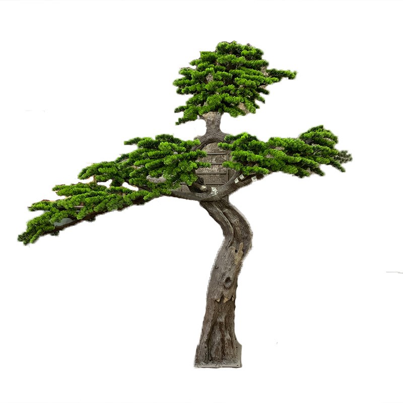 仿真迎客松罗汉松假松树景观装饰造型装饰新中式景观摆件美人松