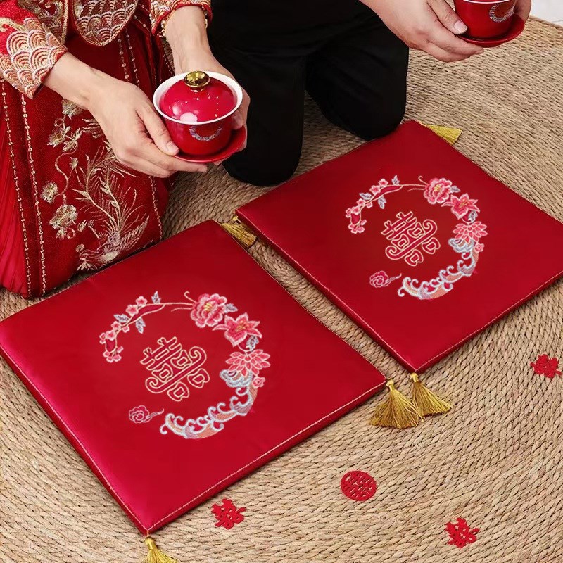 结婚跪垫婚礼敬茶改口跪拜垫子一对新娘中式福字喜垫结婚跪垫