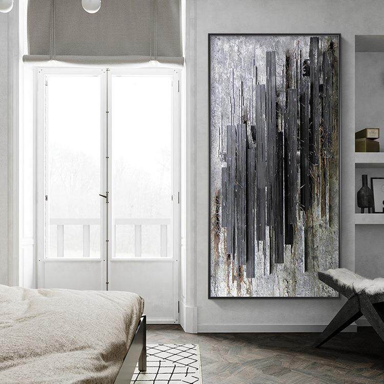 厅黑白灰工业风装饰画画玄关走大VHT廊尽头壁画尺寸过道挂画客落