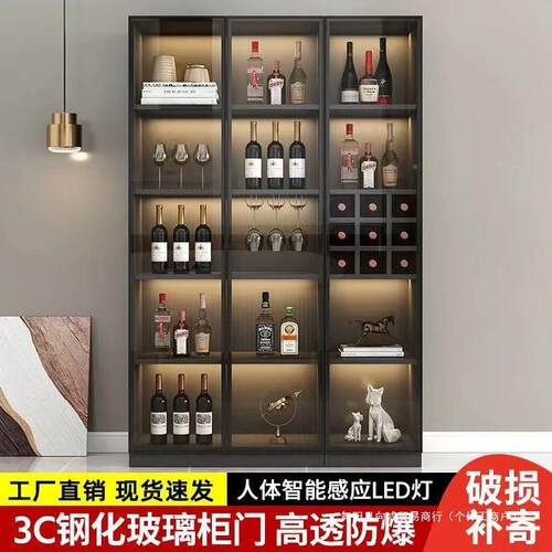 带储子储MSE物展示柜展示柜茶水酒柜靠墙玻餐璃门客厅柜边高柜轻