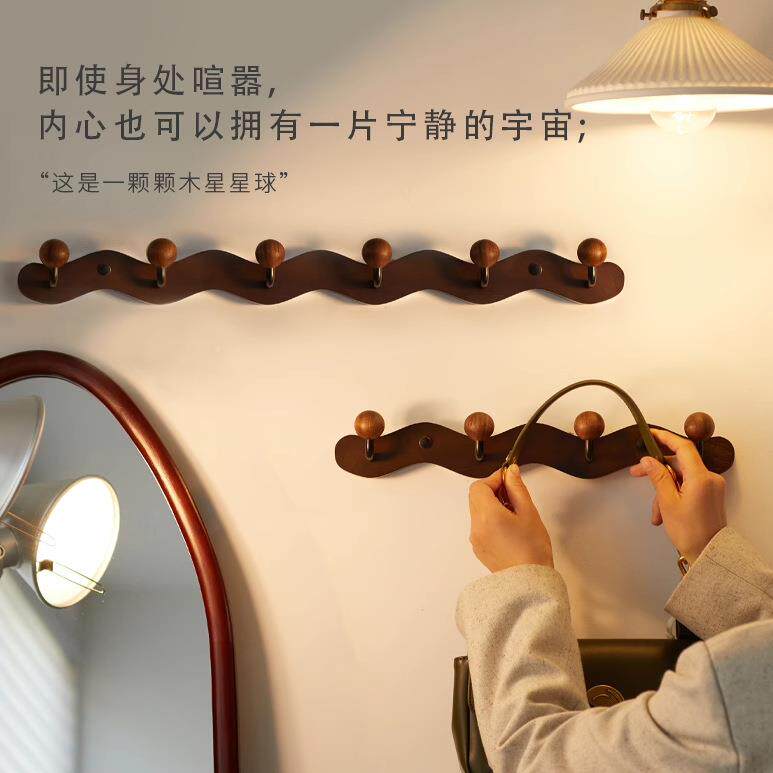 实木入户门挂衣进门关衣架墙钩上54070壁挂创意衣服衣玄帽挂挂钩