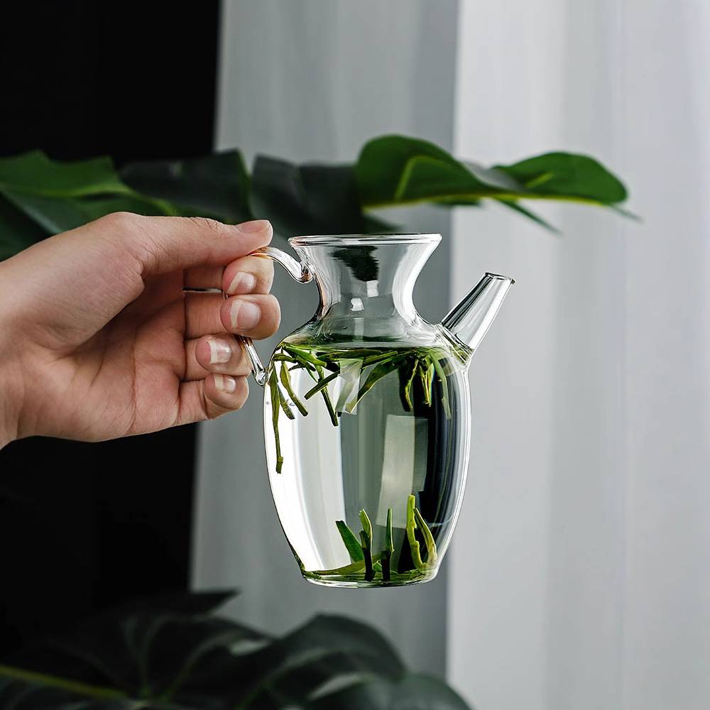 高硼硅玻璃透明宋执壶可电陶炉加热煮茶壶中式仿宋壶 玻璃泡茶壶