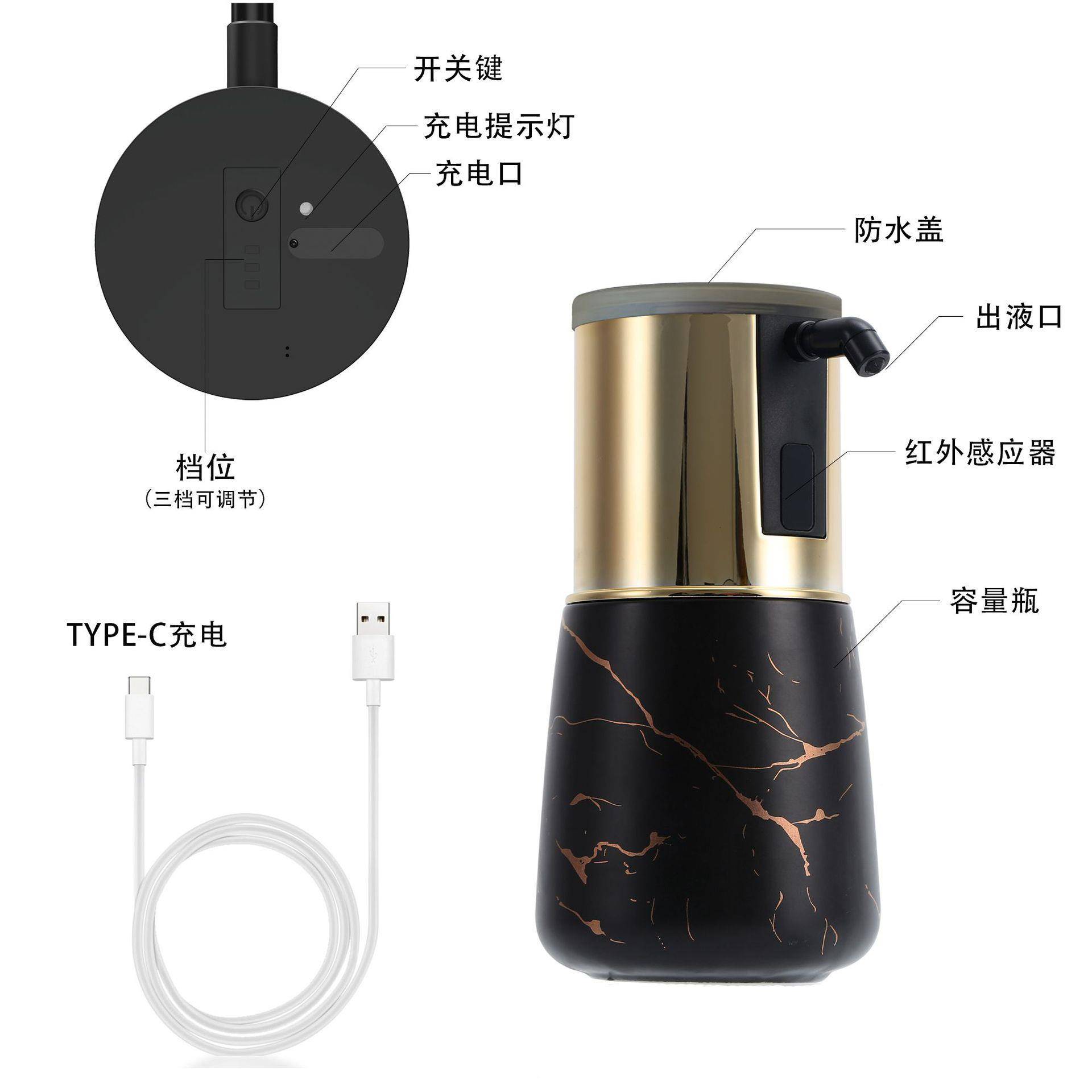 品GM-TP201陶瓷感应皂大体液器新易清洗可换液口径液分配器工厂洗