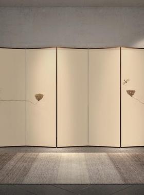 式屏风隔断客厅酒简店茶室约蜻蜓荷中办公遮挡折叠折屏移花F77696