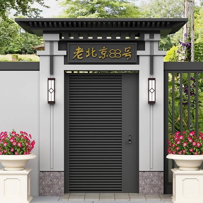 铝合户外庭院大不锈钢铁艺对开子母大门64549金子栅栏花园别院墅
