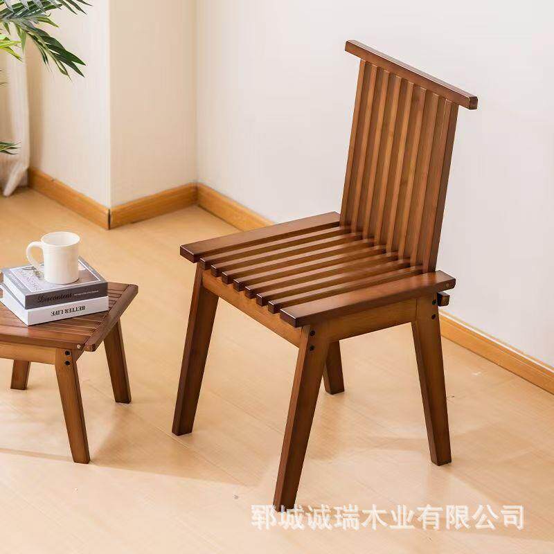 中古风老榆木板凳餐厅连排实NAM靠背椅木发钢琴键折沙长条叠凳长
