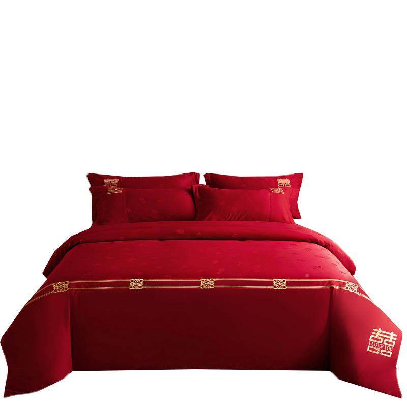 高档上提结婚四套婚庆花大红色婚床床品被套新件婚床用品20250730,床上用品,床品套件/四件套/多件套,淘宝优惠券,粉丝福利购,淘宝优惠卷