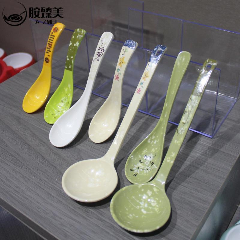 料勺子胺密汤塑勺饭店长柄用彩色仿瓷MpKtkwCN勾勺拉面勺家用调羹