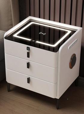 智能柜现代简约头无线PBL充电轻奢网红边柜床实床木多功能卧室储