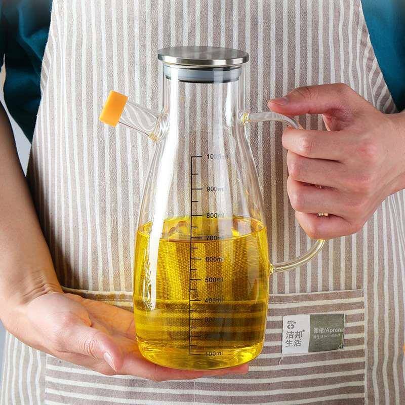 高硅玻璃油大号酱油瓶防漏控油璃硼壶带11刻度厨房家用壶玻油壶