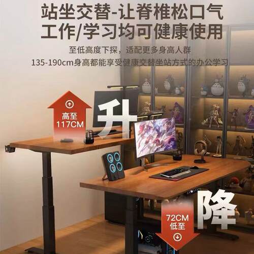 dx5XkdWNQpp实木电动升降桌电脑桌椅套电装降桌家用办公桌竞桌子