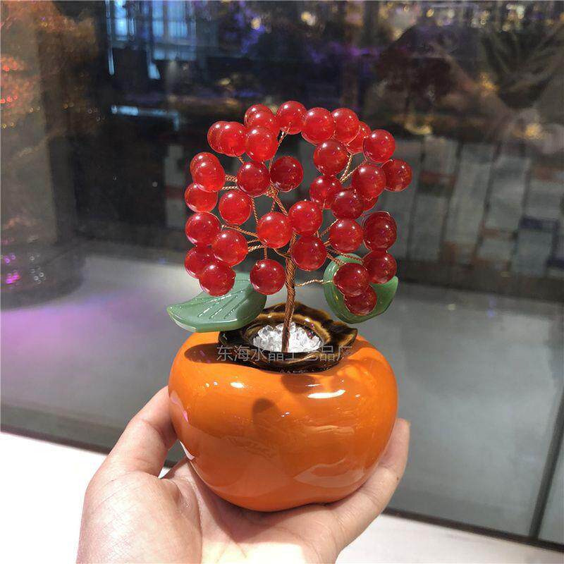 红粉玉髓家居摆件工手黄摆件可爱卡通闺蜜送礼水晶XCD树朋友小意