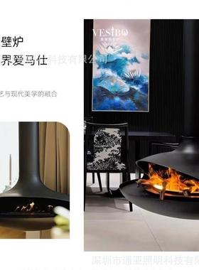 工厂悬挂墅式ZGR炉真火壁炉燃壁木吊柴酒精假碳家用民宿别飞碟壁