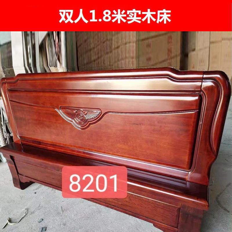 实木床15/1.结8米单双储人床实033木酒店出租房卧室高箱.物婚床