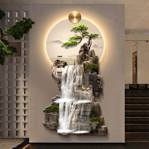 LEHLT-469D关流水生财道入户对门灯玄装饰画挂画立体高端客厅走廊
