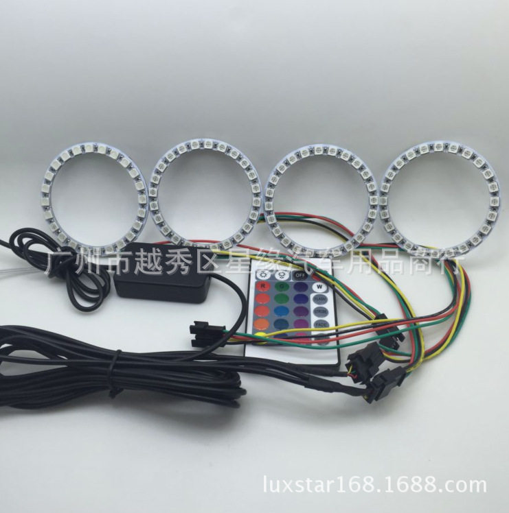 汽车led改装RGB5050七彩带遥控控制七彩大灯雾灯天使眼光圈