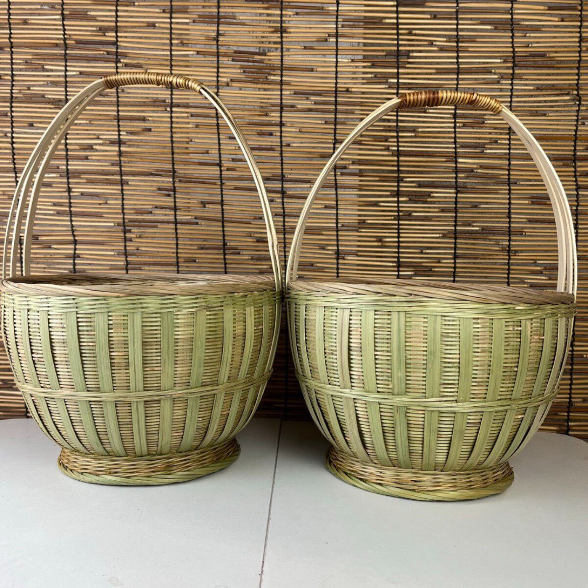 竹编手提购物篮加厚加固28cm