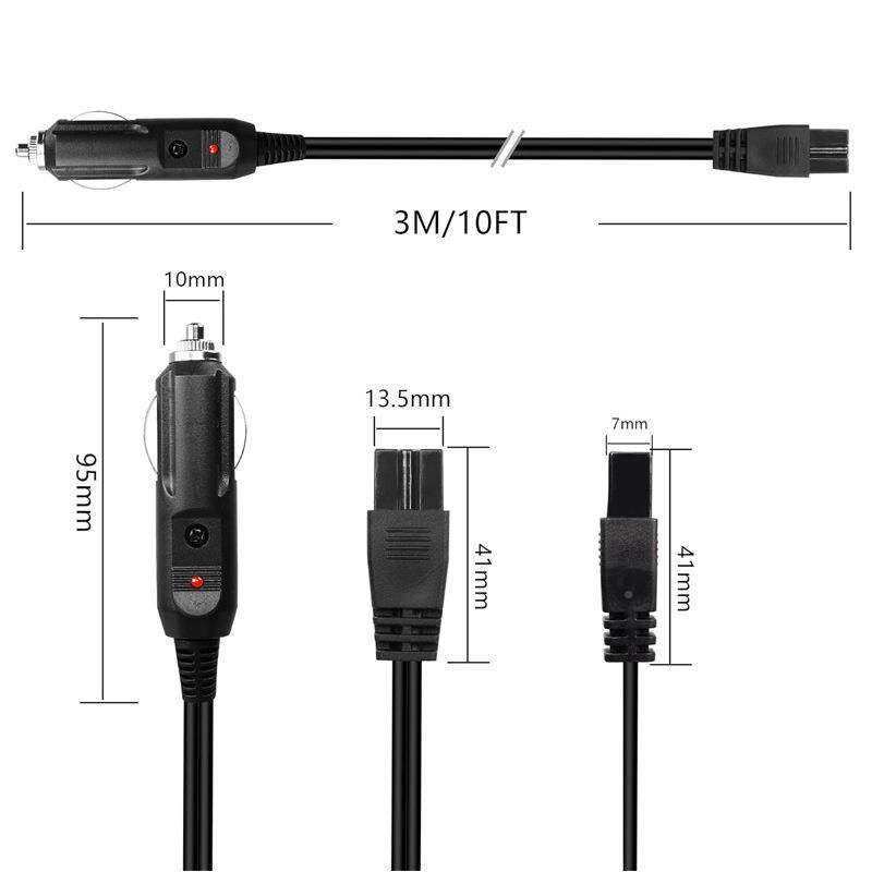 现货12V/2V1.箱8米点烟JFJ4器B字尾连接插线车载迷你冰电源线延长