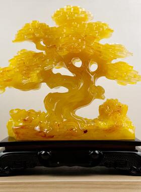 款K71245市树树脂仿蜜蜡招财树发财树摆上件办公室开新业招财摆件