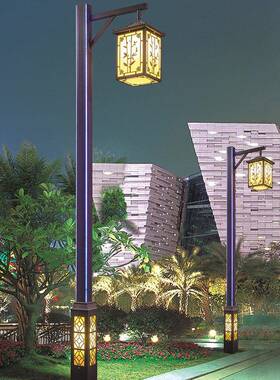 中式双头太阳区能款灯A11901路灯复古别墅公园小景观路户庭外仿古