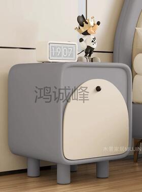 Hc约现代实木奶油头储物柜卧简室家用小型床边床柜柜轻奢7ema8PWx