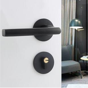 德国乐门超静音凯锌黑合金室内分体锁锁木门DRP房门把手简约色执