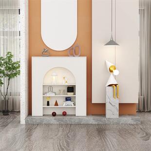 壁欧炉装 家用341室内玄白色法式 柜饰拱形艺术置物架民 简约式 时尚