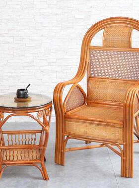 真藤椅单个无品牌/靠背椅休闲腾椅现代简约老人高座办公椅藤条编