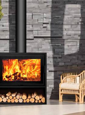 壁炉取真火燃宿家用暖炉现XN-095S代钢板嵌入式烧柴取暖木壁炉自