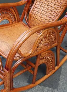 阳台休闲腰结实真老ODP摇摇椅藤可靠背编藤人椅躺椅子排珠护彩虹