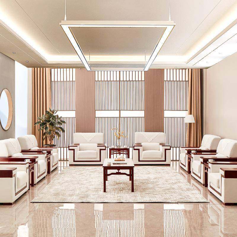 中办公沙发组合西皮商7务贵宾接待会客式沙发时尚沙办CHM公室发81