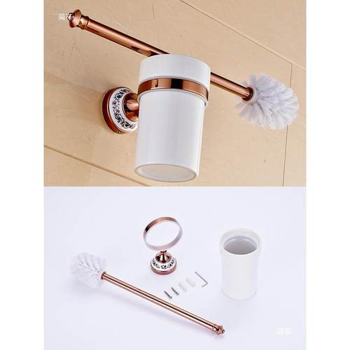 全欧式青花瓷瑰金毛巾玫架浴巾架卫生间浴JSZ室架置物五金挂件套