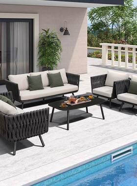 艾合嘉户外沙发庭院简约16977休闲椅家具露天防桌晒阳台沙发铝金