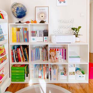 7可书比熊儿实童木收纳架书架柜绘本架实QNCL木宝宝玩具收纳柜组