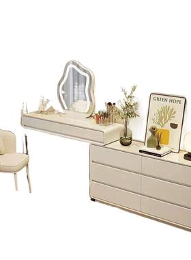 i新款岩板梳妆斗台奶一45817体柜卧室床尾柜超窄化妆r台油风