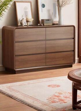 实木五斗柜卧收纳柜室床OYU尾九斗客靠墙储厅物立胡桃木柜色抽屉