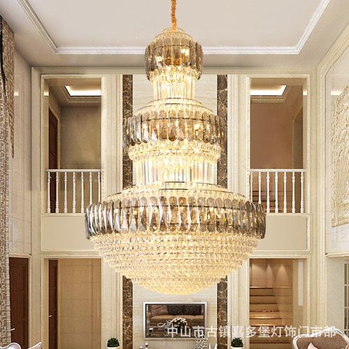 复式楼别墅楼大吊灯客厅大灯奢华大气水晶餐厅灯现代简约酒店吊灯
