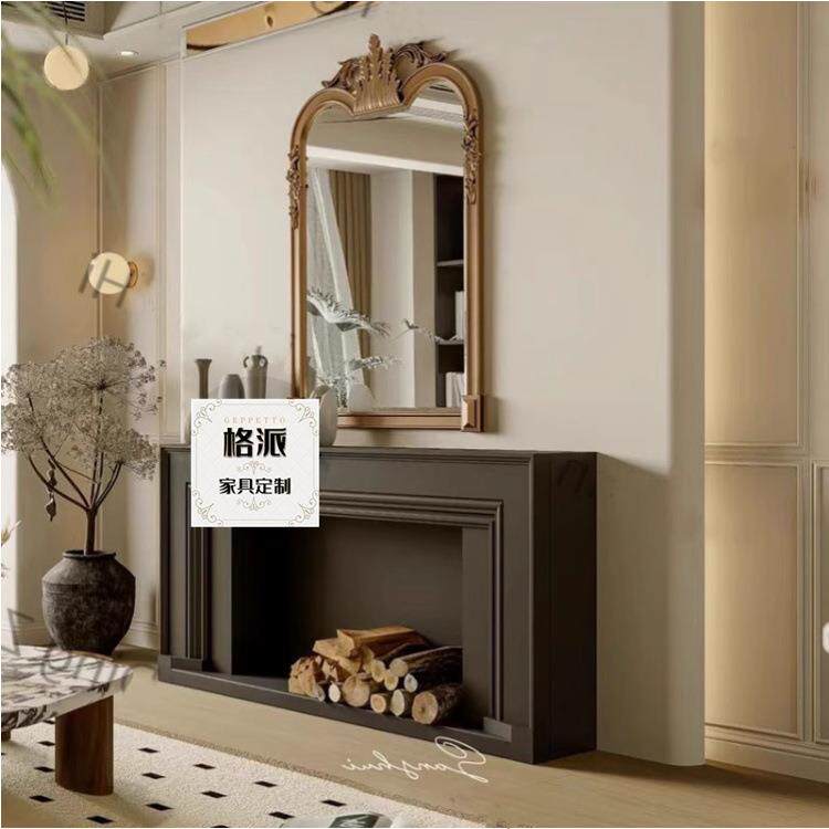 美式复古客厅装饰壁炉简约装饰壁炉架客厅黑色简约玄关柜装饰柜