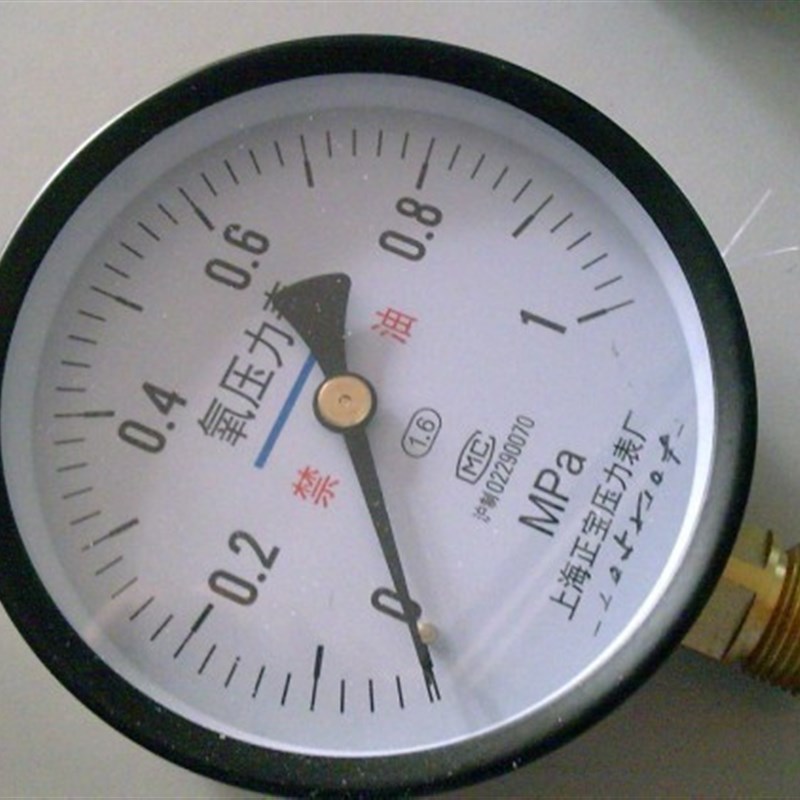 氧气压力表 Y0-100 氧气气体 禁油压力表  上海正宝压力表厂