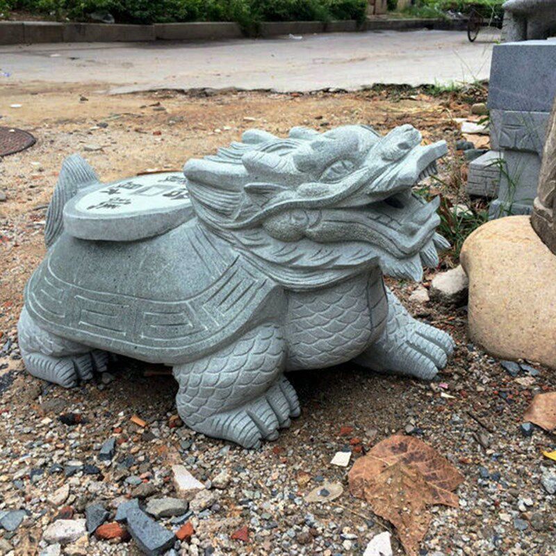 石雕吐水龙龟园林景观摆件招财庭院水池雕塑喷水龙头龟惠安青石