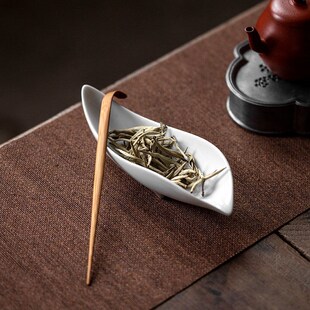 茶荷茶则 赏茶荷白瓷 q陶瓷茶侧高档荷叶茶勺茶铲功夫茶具配件茶