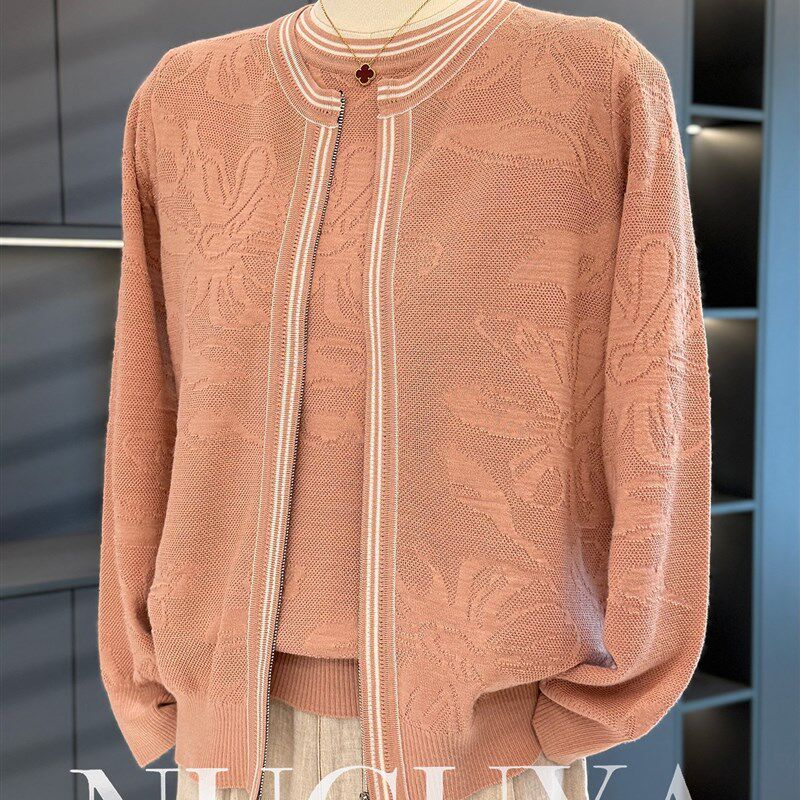 中年妈妈装秋装针织衫两件套春秋上衣气质外套中老年女装短袖套装