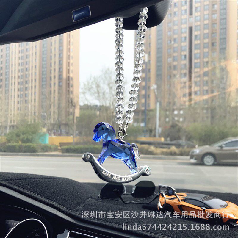 汽车挂件水晶木马旋转水晶小z马汽车挂件车载挂件车内挂饰吊坠