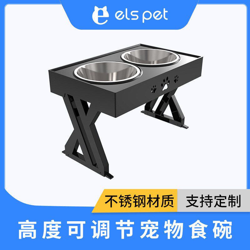 宠物狗碗盆金毛大中小型犬喂食器C食盆不锈钢碗狗盆食具护颈升降