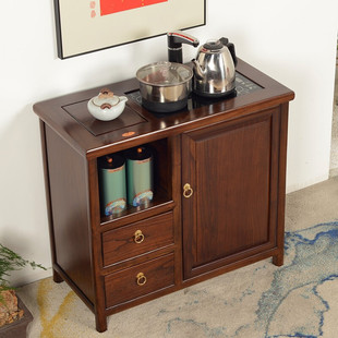 茶水柜办公室实木中式可放水桶简易客厅餐厅储物柜桶X装餐边柜水