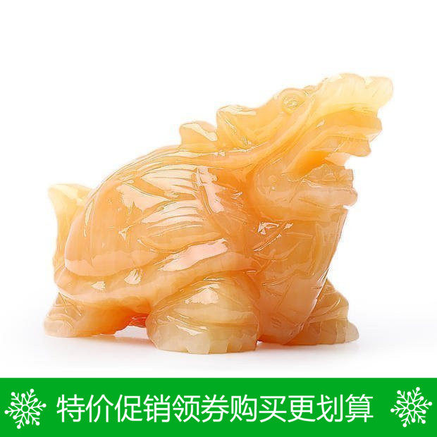 天然米黄玉龙龟摆件 龙龟客厅玄关装饰龙龟摆件