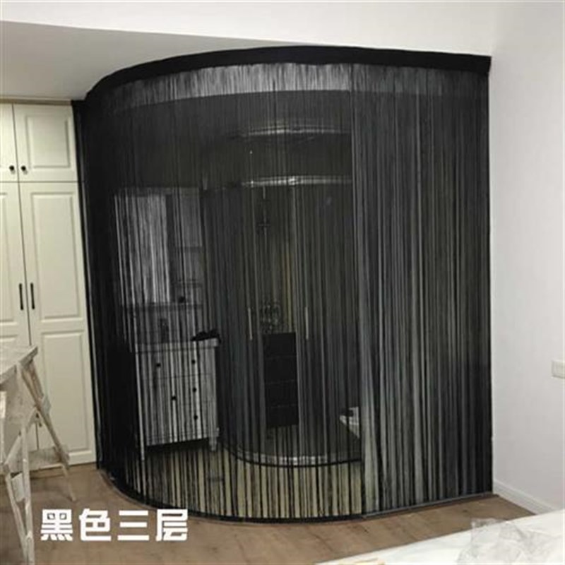 新中式客a厅隔断帘装饰玄关挂帘隔断卧室屏风流苏线帘子茶室免打
