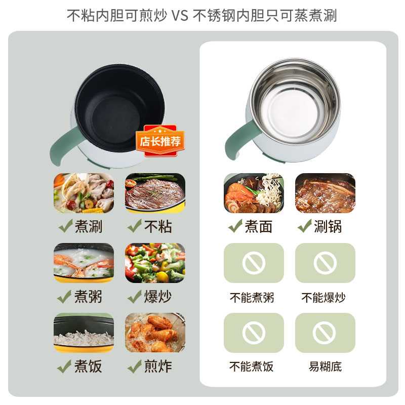 锅家用宿舍学生多功能煮面小锅一体火锅单人小P型迷你小电锅电煮