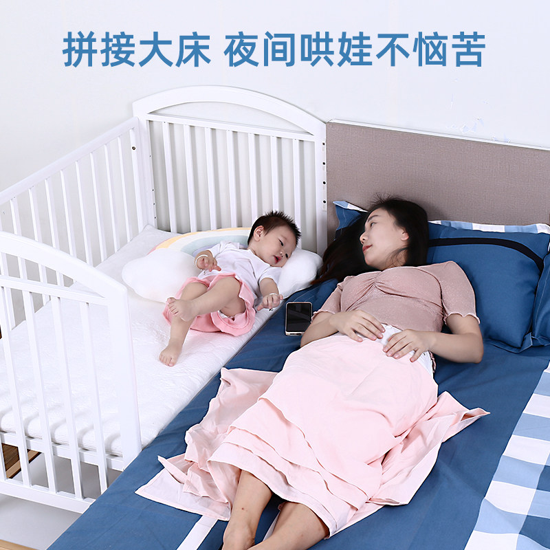 铁艺婴儿床拼接大床加高护栏多功能环保铁艺烤漆婴儿床Z可升降移