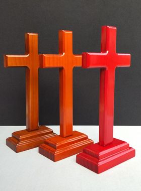 实木十字架摆件 木质工艺品客厅 桌摆装饰 时尚R家人礼品 简约家